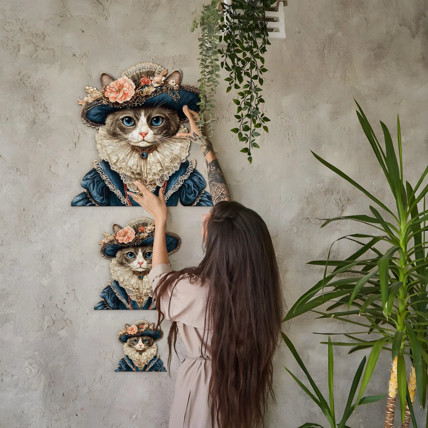 Retro Cat Portrait Wooden Jigsaw Puzzles Classic Home Decor Christmas and Halloween Gift Toy For Teen And Kid