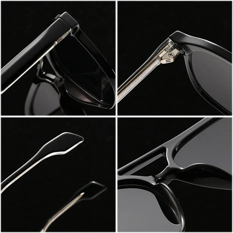 JNPCXI Fashion Double Bridges Square Men Luxury Sunglasses Retro Women Tea Gradient Shades UV400 Sun Glasses