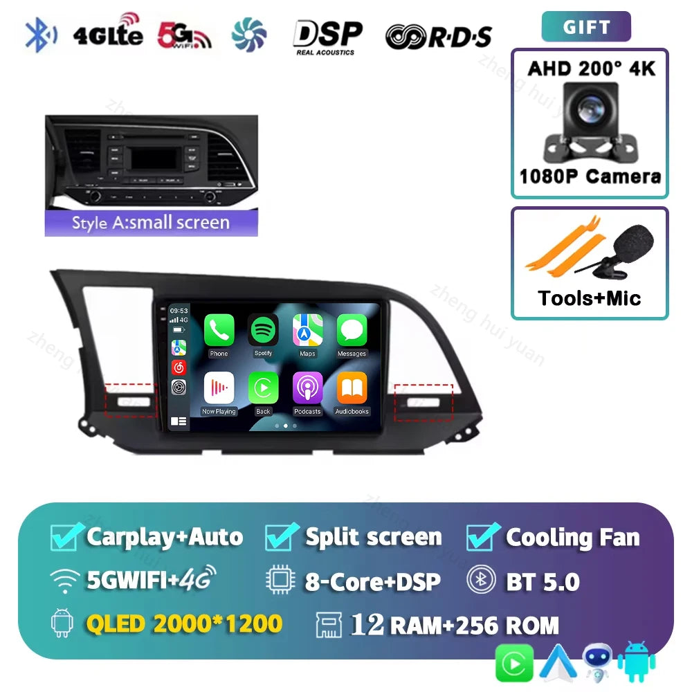 Android 16 Car Radio For Hyundai Elantra 6 2015 2016 2017 2018 Qualcomm Multimidia Video Player GPS Navigaion Split Screen DPS