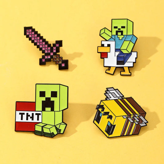 4pcs  Cartoon Figure Enamel Pins Metal Lapel Brooch Collection Accessories DIY Decor Gift for Fans