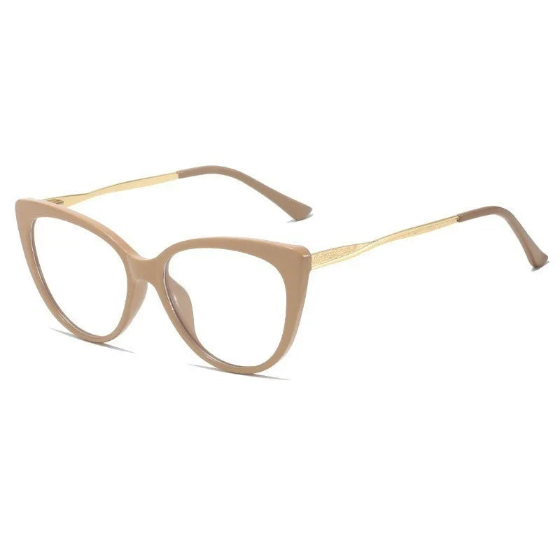 Metal Blue Light Blocking Lens Cat Eye Eyeglasses for Women Men Outdoor Fashion Eyewear