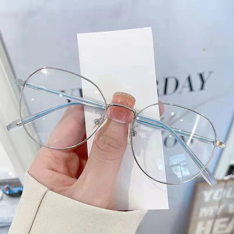 Women’s Oval Frame Fashion Glasses  Minimalist Styl, Metal Hinges