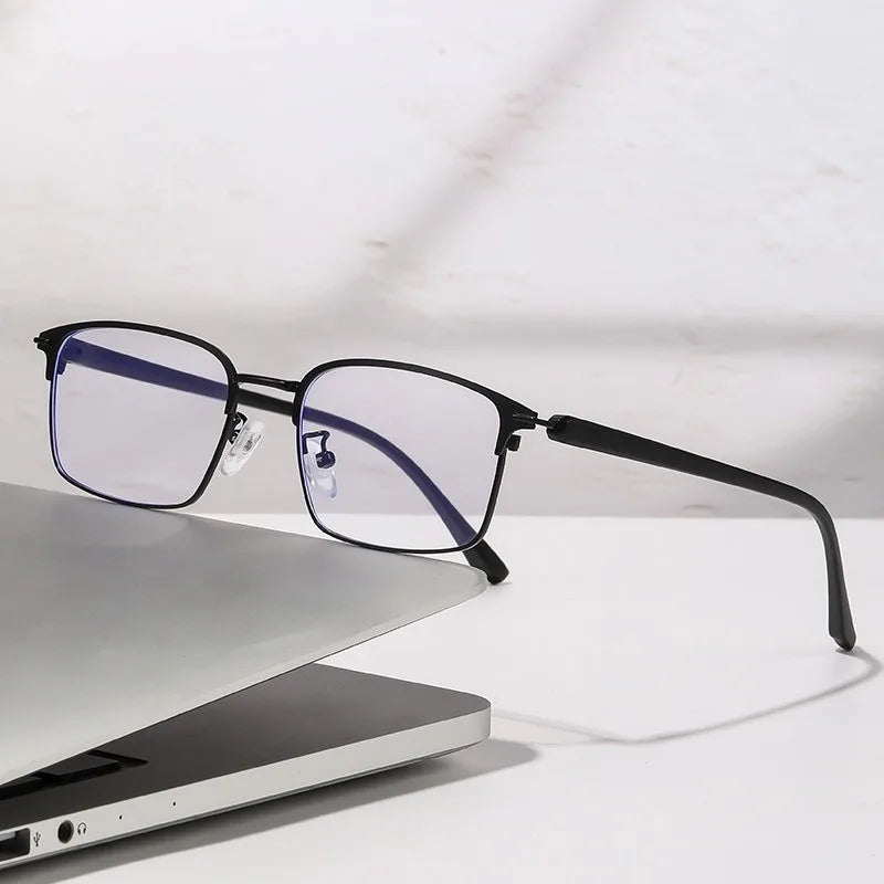 Blue Light Filter Eyeglasses Men's Retro Business Eyeglass Lightweight Glasses Clear Vision