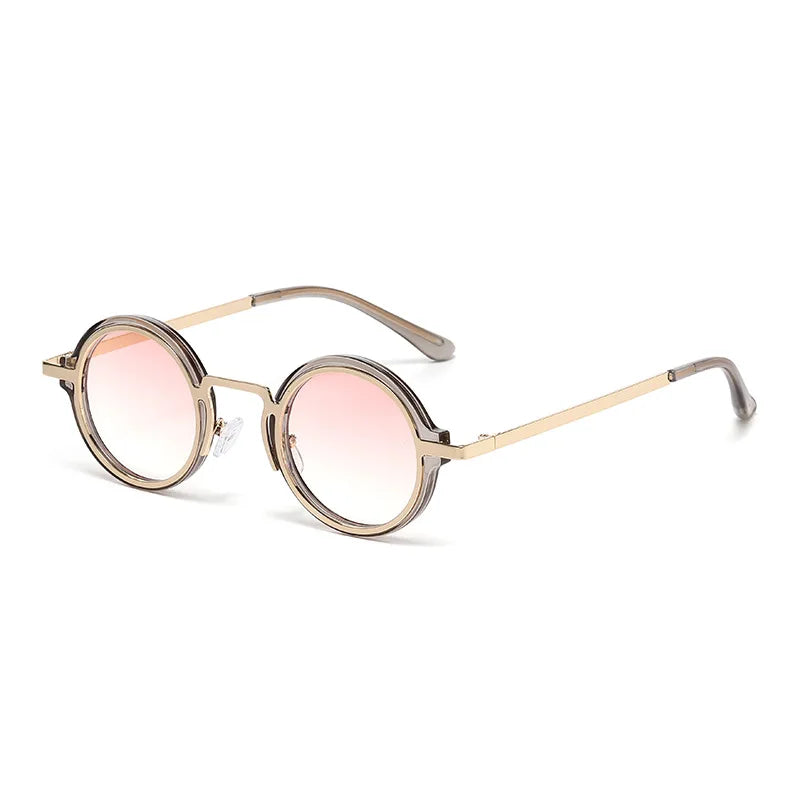 JNPCXI New Retro Round Punk Women Sunglasses Fashion Gradient Leopard Tea Shades UV400 Men Sun Glasses