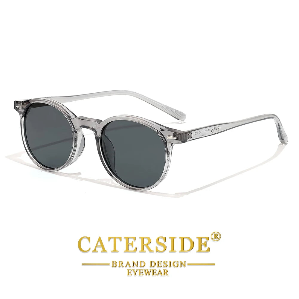 CATERSIDE Men's Fashion Polarized Sunglasses Round Frame Design TAC Lens Sun Glasses Women Outdoor Driving Travel Eyewear UV400