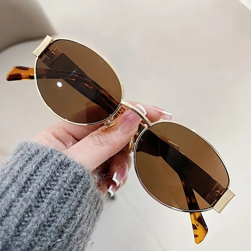 Fashionable Oval Shaped Women's Sunglasses Retro Trendy Outdoor Metal Sunglasses High-quality Classic Men's Glasses