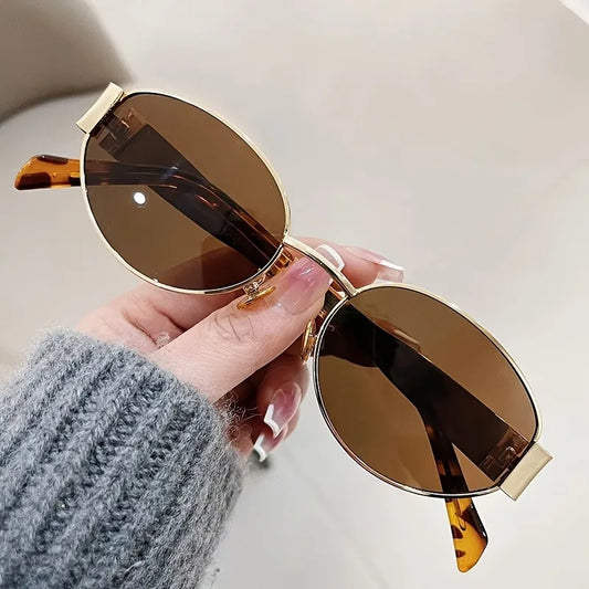 Fashionable Oval Shaped Women's Sunglasses Retro Trendy Outdoor Metal Sunglasses High-quality Classic Men's Glasses
