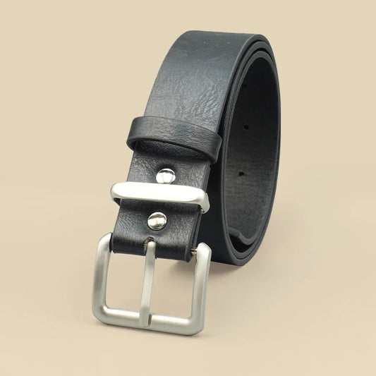 Black Casual Street Belt - Minimalist & Versatile, Ideal for Daily Commute & Holiday Wear
