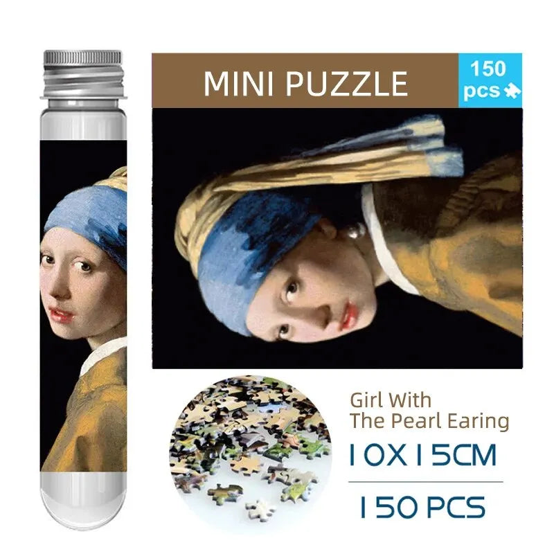 MaxRenard Jigsaw Puzzle 150pcs Mini Test Tube 15*10cm Travel Game World Famous Van Gogh Oil Paintings