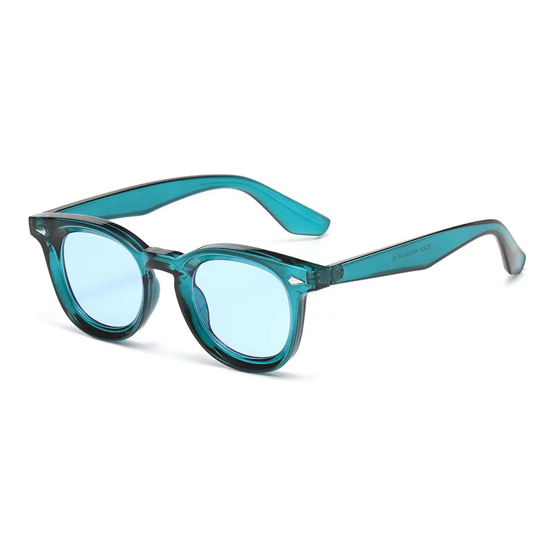 JNPCXI New Fashion Oval Sunglasses Women Quality Retro Rivets Blue Black Shades UV400 Men Trending Sun Glasses