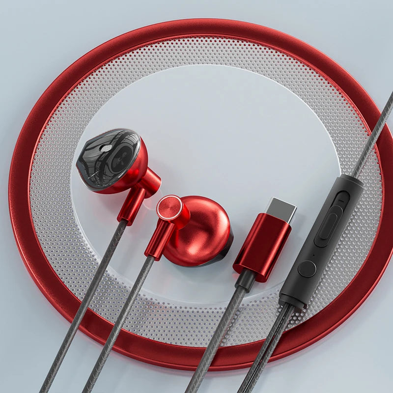 Wired Headphones Noise-cancelling Bass In-ear Movement 3.5mm With Microphone Original Typec Fitting For Xiaomi Huawei Samsung