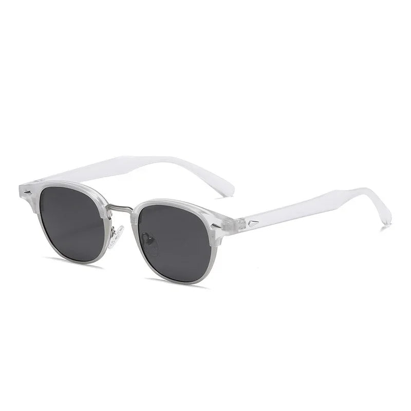 JNPCXI New Retro Classic Semi-Metal Oval Women Sunglasses Fashion Punk Men Rivets Shades UV400 Sun Glasses