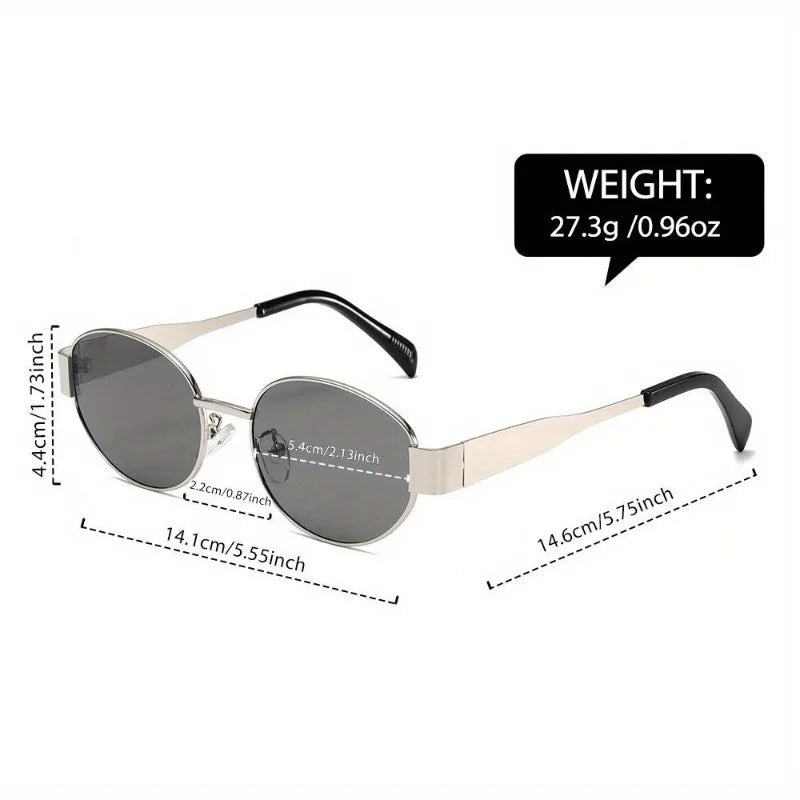 2 Pairs of Summer Fashionable Oval Metal Frame Glasses Unisex Suitable for Daily Wear and Trendy Photography