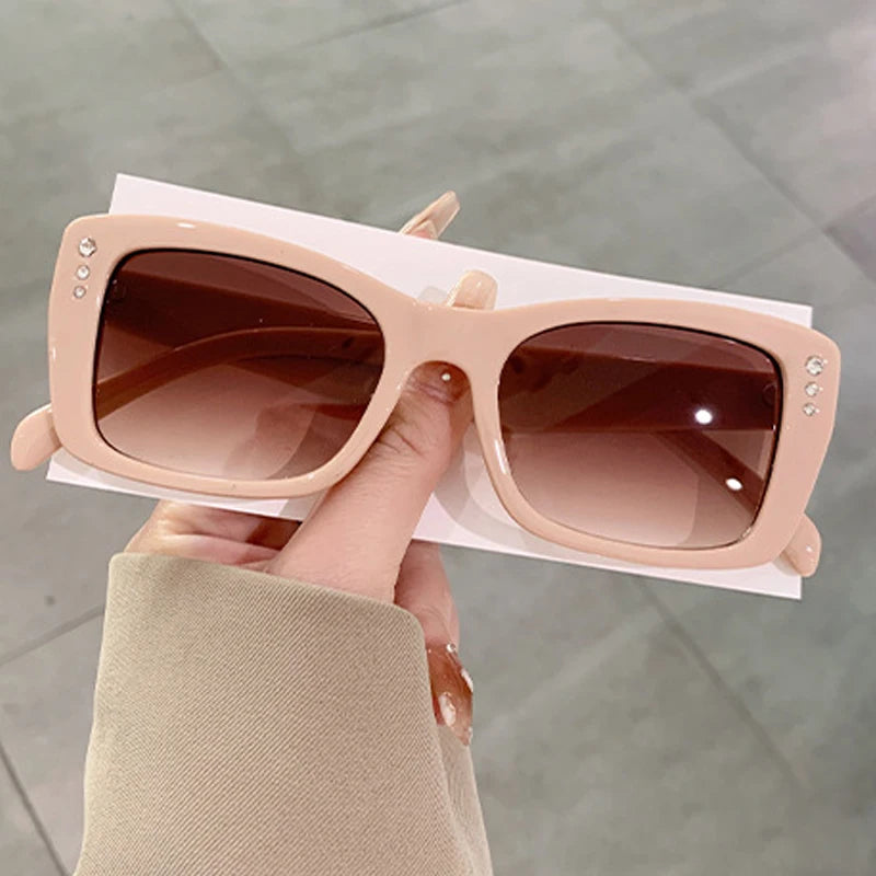 JNPCXI Vintage Suqare Women Luxury Sunglasses Diamond Shades UV400 Fashion Gradient Men Sun Glasses