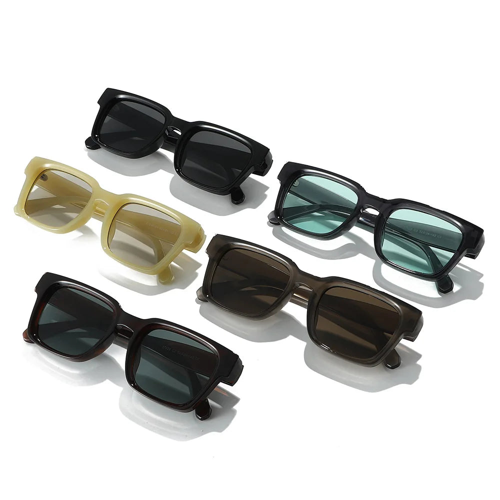 JNPCXI New Fashion Square Women Sunglasses Light Yellow Shades UV400 Vintage Punk Men Trending Sun Glasses