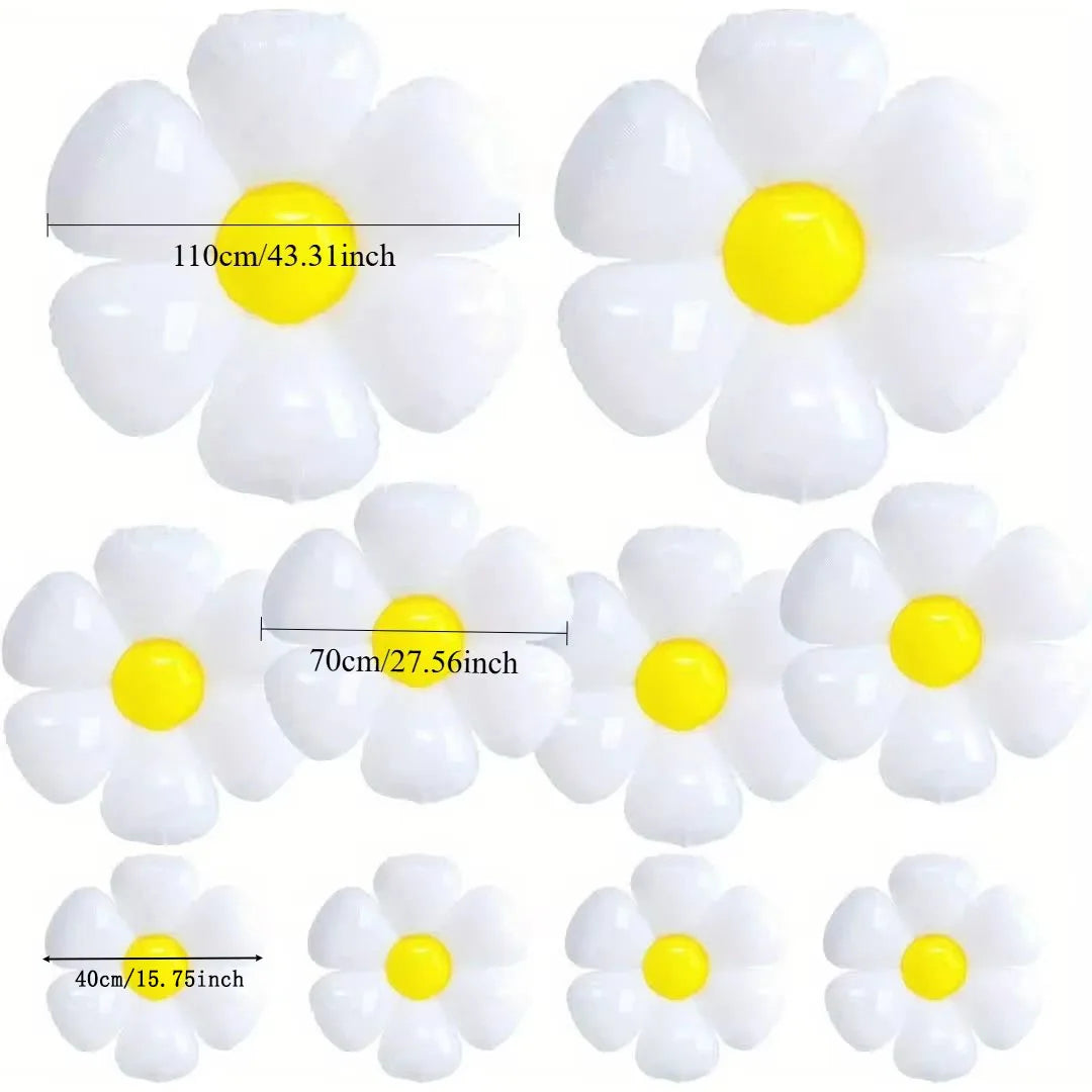 10pcs Elegant Daisy Balloons, Floral Decorations, White with Yellow Centers, Perfect for Summer Celebrations & All Occasions