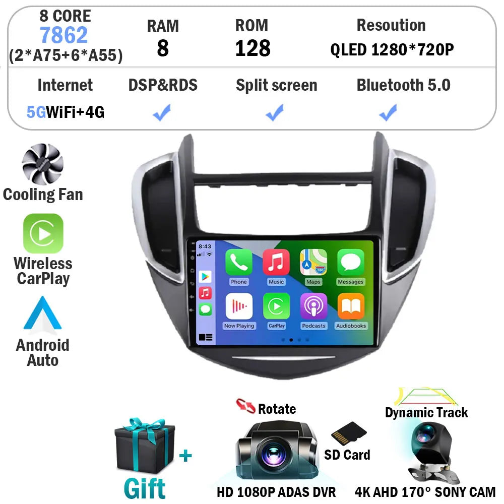 Androd 15 For Chevrolet Tracker 3 TRAX 2013 - 2015 Auto Carplay Bluetooth Car Radio Multimedia Video Player Navigation GPS