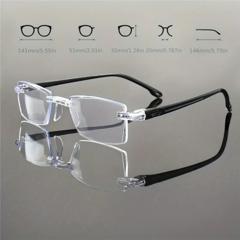 17pcs Anti-Blue Light Frameless Reading Glasses Fashionable Eyeglasses Simple Reading Glasses Unisex