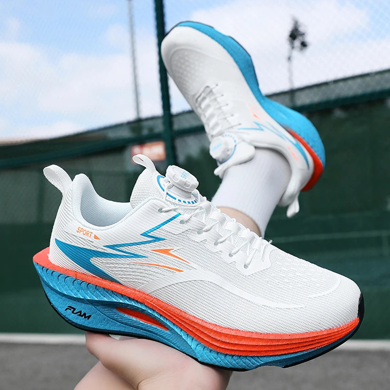 Men Marathon Running Shoes Sports Carbon Board Air Cushion Breathable Lightweight Women's Comfortable Athletic Nonskid Sneakers