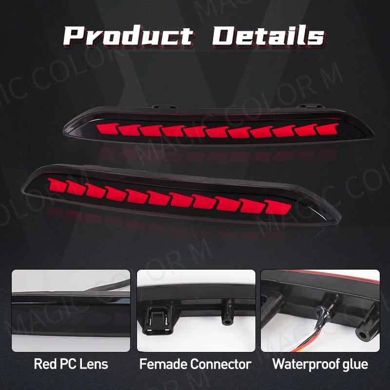 LED Rear Bumper Reflector Light For Honda Civic Hatchback 2021 2022 2023 Auto Brake Warning Lamp Waterproof Car Accessories 12V