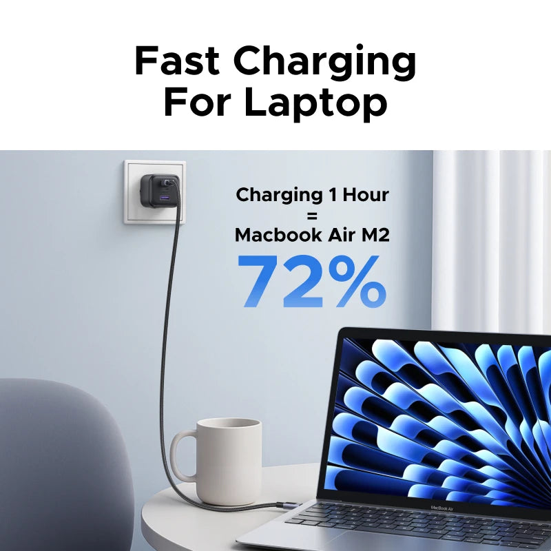 45W GaN Charger PD3.0 PPS QC3.0 USB C Fast Charger Samsung S25 S24 iPhone 16-14