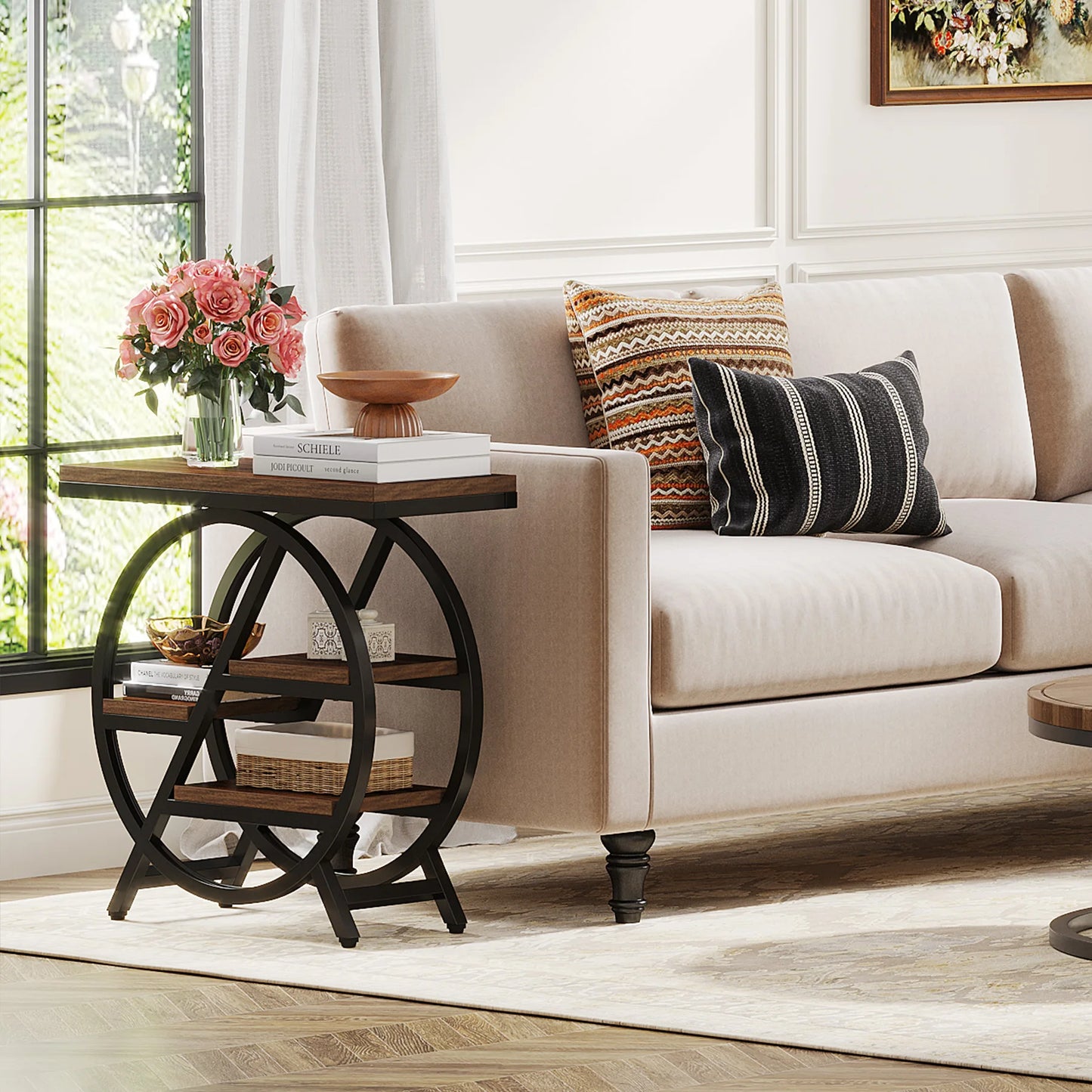 Tribesigns  Living Room, 3-Tier Narrow Side End Table w/ Storage Sofa Side Table