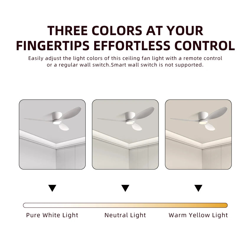 36/42/52" Inverter Ceiling Fan w/ Light, Silent, Ideal for Bedroom, Office Home