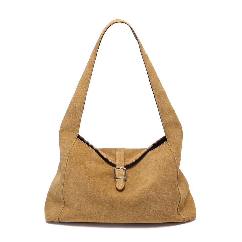 New Winter Women's Natural Suede Leather Bags Female Soft Cowhide Durable Crossbody Shoulder Bag Ladies Fashion Commute Handbags