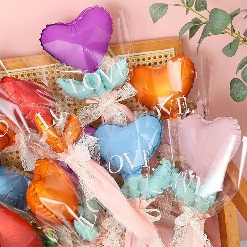 1/5pcs Love Heart Rose Shaped Bouquet Balloon Mother's Day Balloons Birthday Wedding Decors