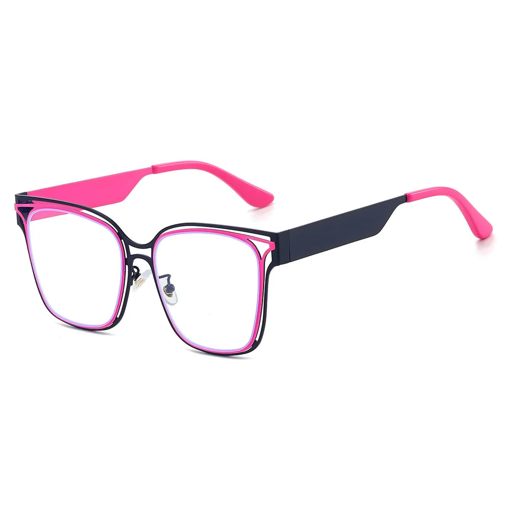 JNPCXI New Square Follow Oversized Fashion Glasses For Women Trendy Double Color Frame Clear Lens Computer Ladies Eyewear