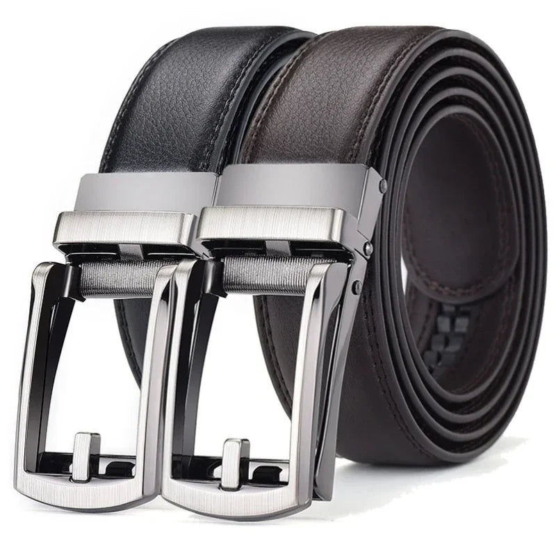 Men's Click Belt Business Luxury Designer Brand Black Leather Belts for Jeans