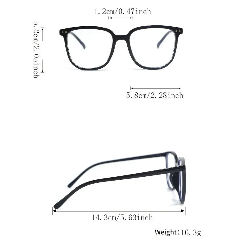 A Pair of Women'S Plastic Geometric Oversized Frames with a Minimalist And Casual Style, Featuring Plain Lenses.