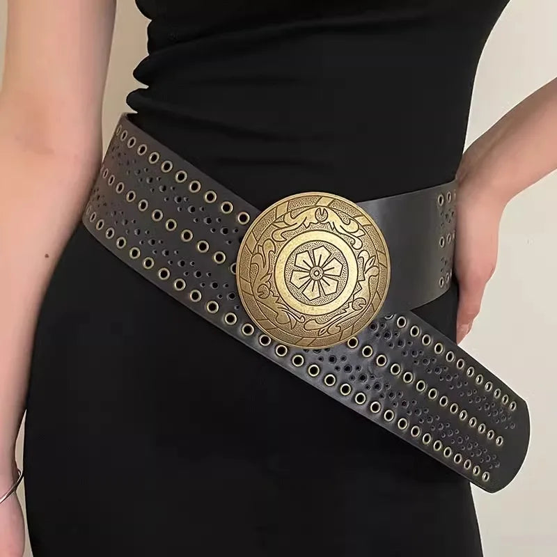 Fashionable Rivet Hollow Out Belt For Women Versatile New Style With A Unique Design Slimming Belt For A Minority Of People