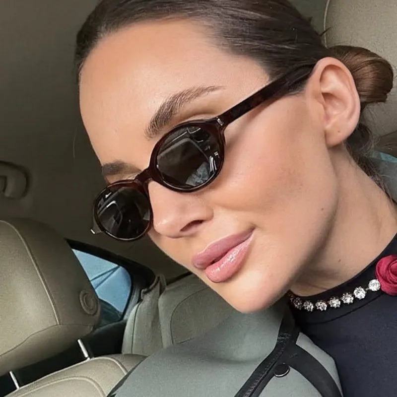 JNPCXI New Fashion Small Oval Sunglasses Women Shades UV400 Retro Punk Men Red Sun Glasses