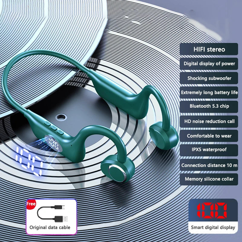 BMAD New Bone Conduction Headset Bluetooth 5.3 IP68 Waterproof HIFI Sound Quality For Swimming Noise-canceling Sports Headphones