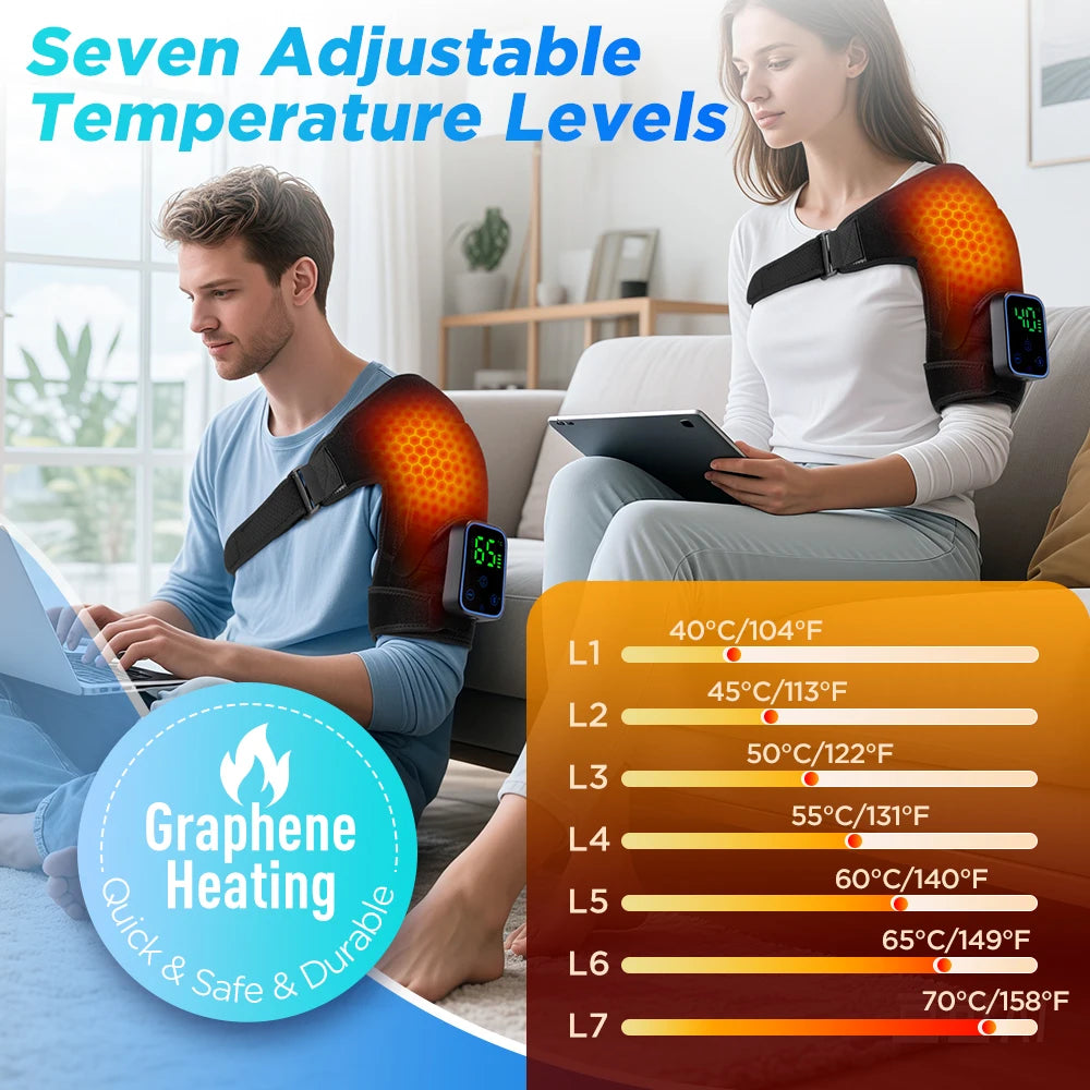 Electric Shouldert Heating Pad Vibration Heated Shoulder Muscle Relax Belt Wireless Mobile Phone Control Shoulder Support Brace