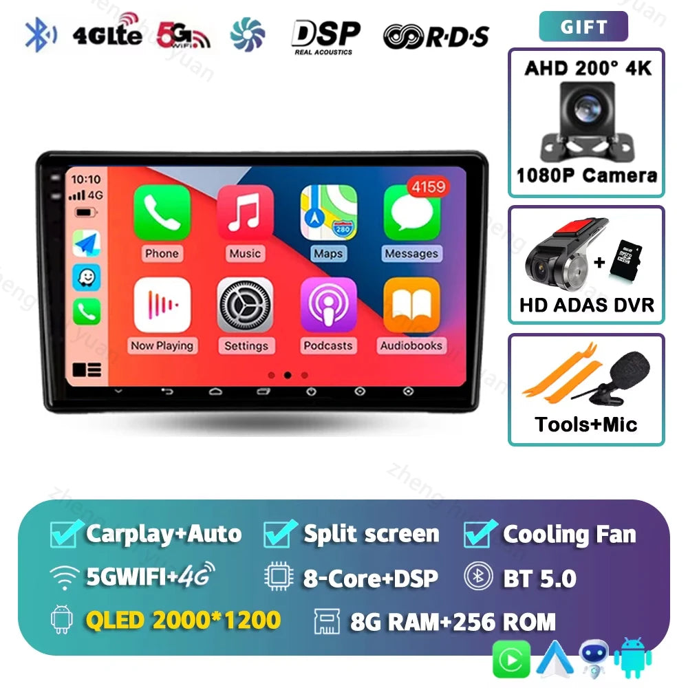 Android 14 For Nissan Navara D40 2004 - 2010 2K QLED CarPlay Auto Car Radio Multimedia Video Player GPS stereo Head Unit 4G WIFI