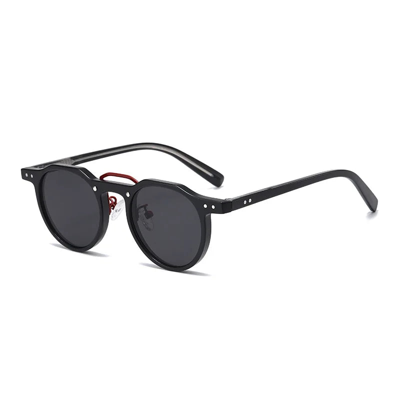 JNPCXI New Round Sunglasses Women Rivets Punk Gray Shades UV400 Fashion Men Clear Anti Blue Light Glasses Frame