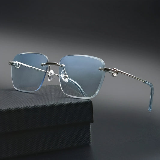 CATERSIDE New Pilot Rimless Sunglasses Men Gradient Sun Glasses Women Retro Business Shopping UV400 Lunette De Soleil Homme
