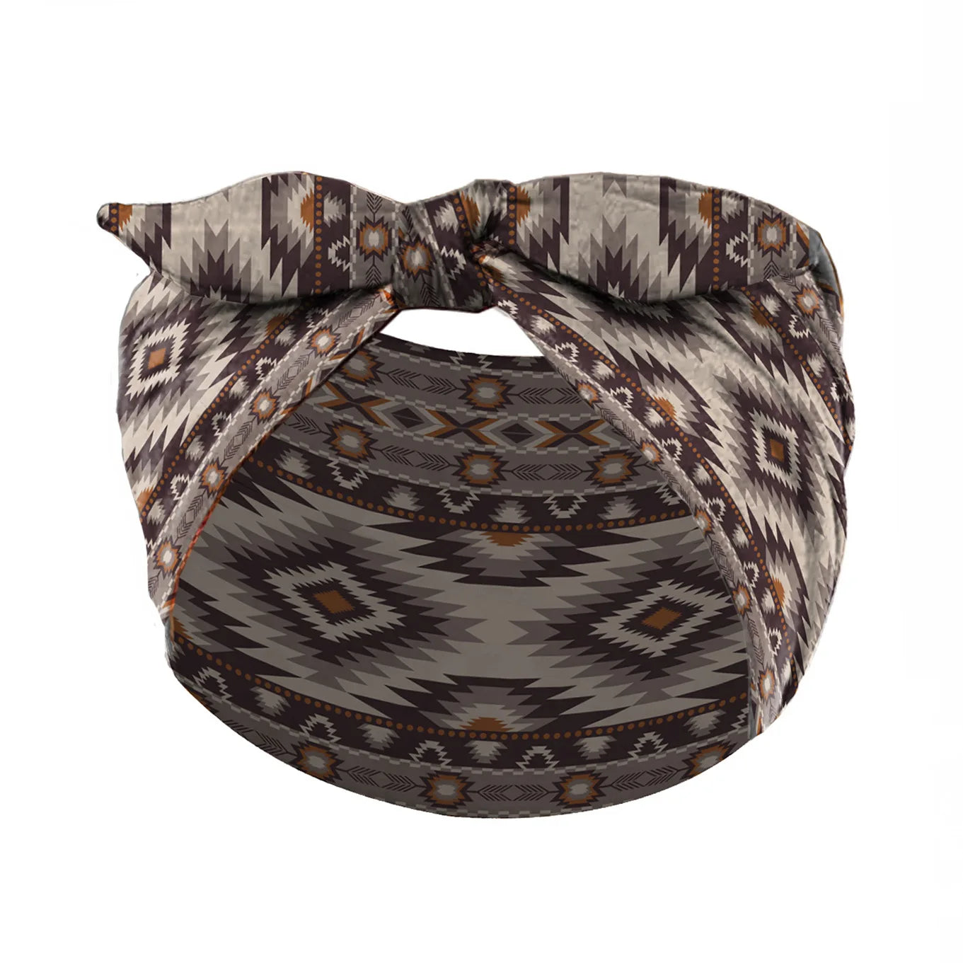 Widening Bohemian style printed front knot rabbit ear elastic headband