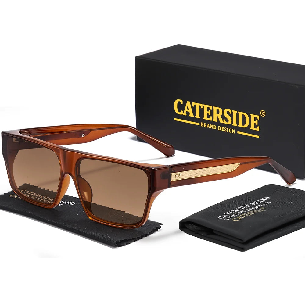 CATERSIDE Men Fashionable Sunglasses Thick Square Frames Personalized Design Outdoors Travel Versatile Essential Glasses UV400
