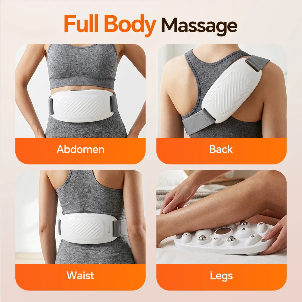 Electric Abdominal Massager Bian Stone Kneading 3-Level Heat Fat Burner 6 Modes Anti-Cellulite Body Shaping Shaking Weight Loss