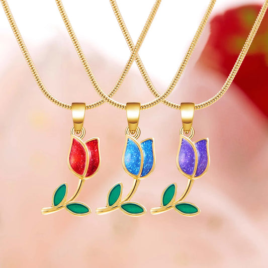 Elegant Romantic Tulip Flower Pendant Necklace for Women Fashion Gold Color Clavicle Chain Charm Luxury Jewelry Birthday Gift