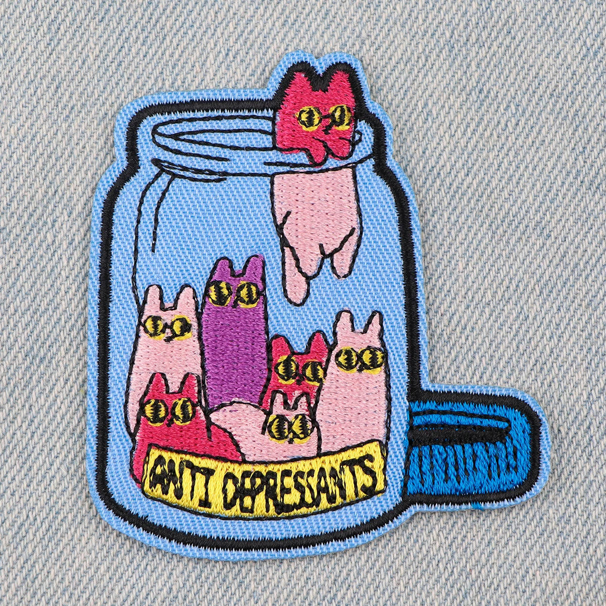 Anti-Depression Cat Embroidery Patch Nurse Iron On Patches For Clothing Thermoadhesive Patches On Clothes DIY Sew Badges