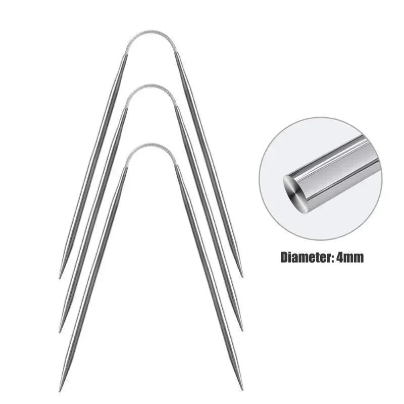 3Pcs Knitting Needles Knitting Tool Stainless Steel Circular Flexible Sock Knitting Needles