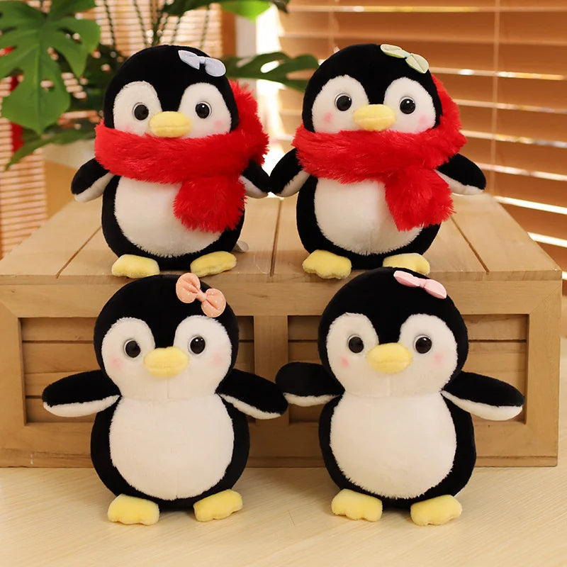 20-25cm Cute Penguin Wear A Bow Scarf Plushies Doll Cartoon Stuffed Animal Soft Sofa Cushion Baby Sleeping Pillow for Kids Gifts