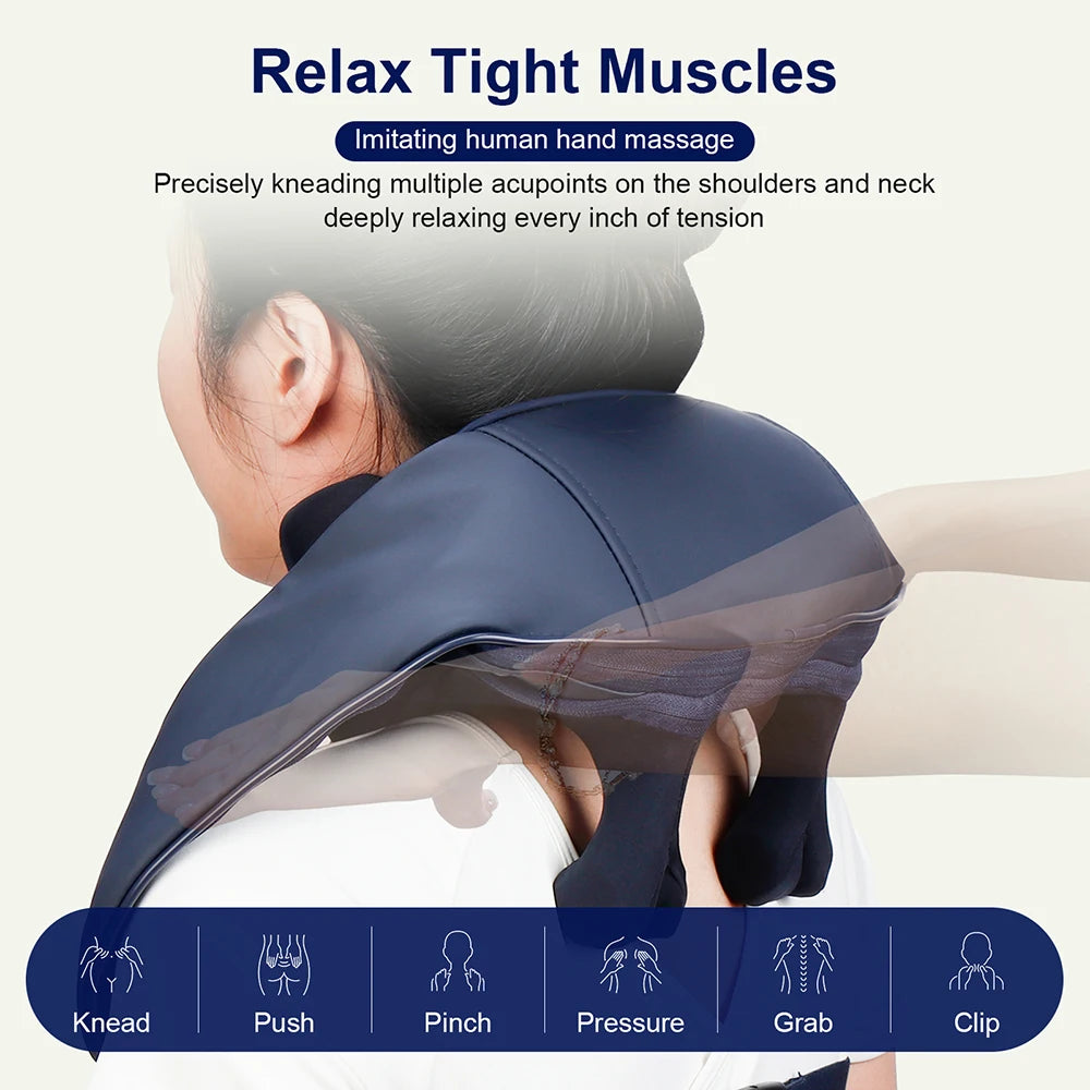 10-Heads Strong Hand Pinching Neck And Shoulder Massager Wireless Trapezius Back Waist Neck Cervical Kneading Massage Shawl