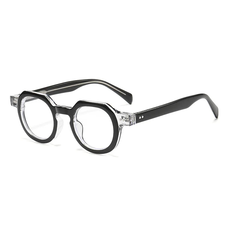 JNPCXI New Retro Rivets Round Sunglasses Women Shades Fashion Clear Lens Frame Men Punk Tea Sun Glasses UV400
