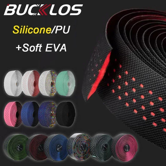 BUCKLOS Road Bike Handlebar Tape Bicycle Silica Gel EVA Perforated Bar Wrap Belt Breathable Soft Gravel Handlebar Accessories
