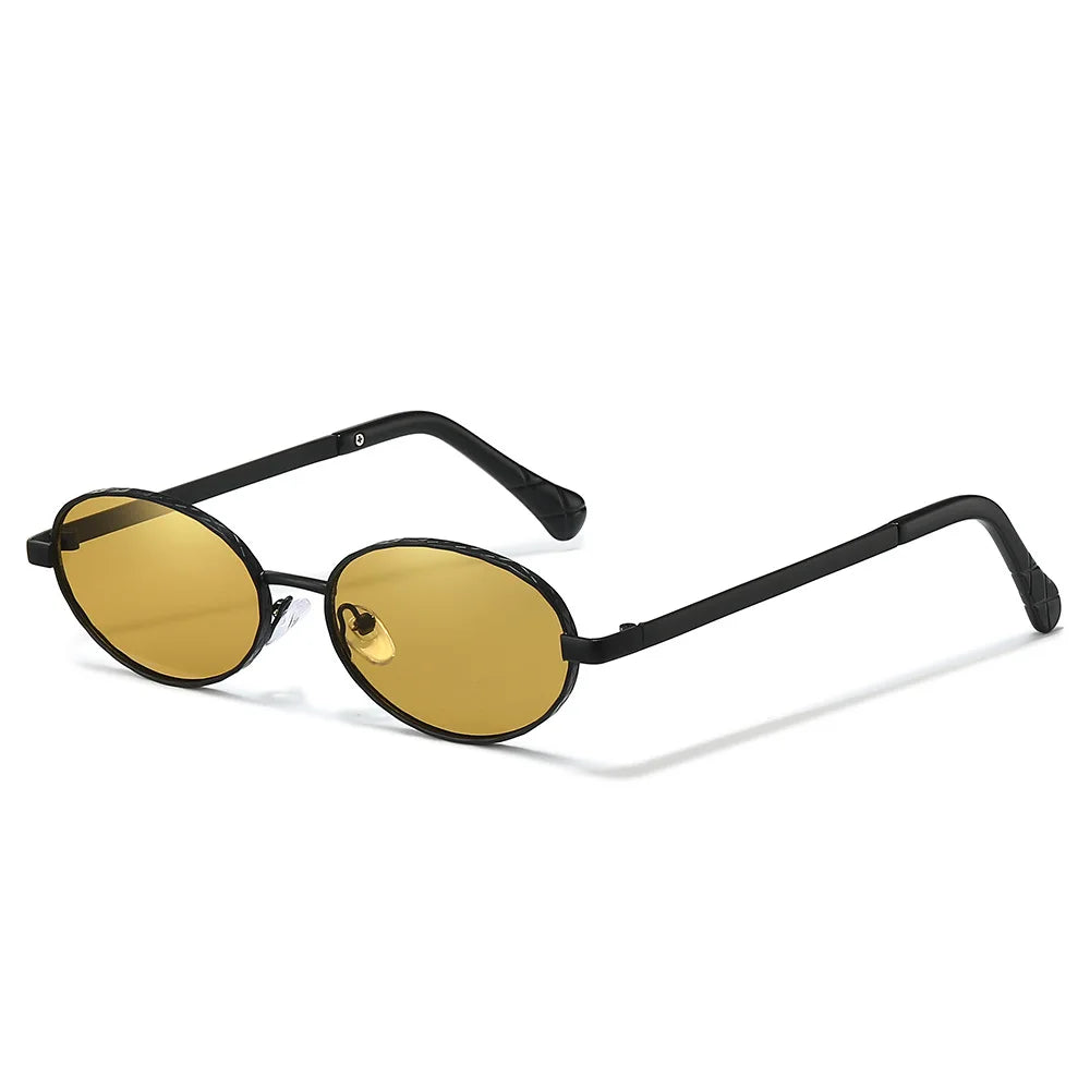 JNPCXI New Metal Oval Sunglasses Women Fashion Pink Candy Color Shades UV400 Retro Punk Men Outdoor Sun Glasses